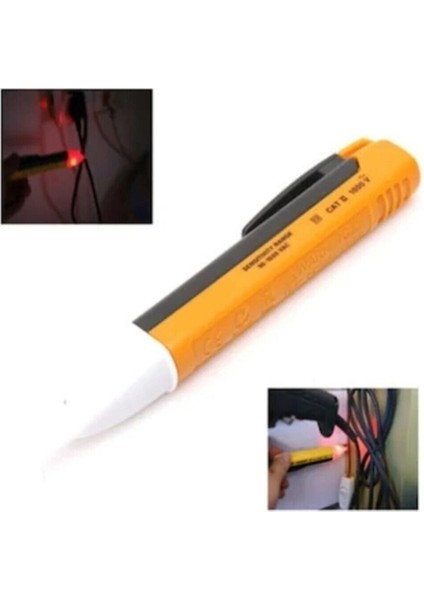 Işıklı ve Sesli Temassız Faz Kontrol Kalemi Dijital Sensörlü Ledli Pilli Orta Boy + Küçük (Kabin) Bo