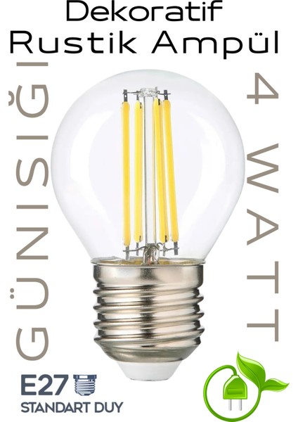 Dekoratif Retro 4W Rustik Günışığı Işık E27 Standart Duy 220V Tekli Gün Işığı E27 LED Ampul 4 Watt V