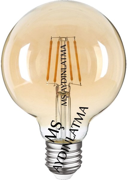 CLA19 E27 Duylu 8 Watt Gün Işığı LED Filament Rustik Bal Cam Ampul G95 Tekli Gün Işığı E27 Rustik Am