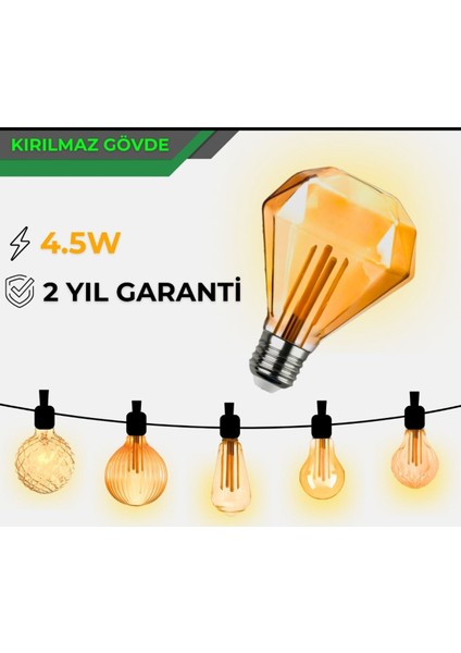 St-64 Rustik Star Desenli Ampül Tekli Gün Işığı G24D-1 LED Ampul 5 Watt Yok A'dan G'ye F fiyatları