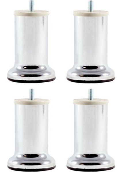 Metal Baza Koltuk Kanepe Sehpa Ayağı Krom (Kalın Dişli) 10 cm 4'lü Bej 4'lü Koltuk Ayağı Tr