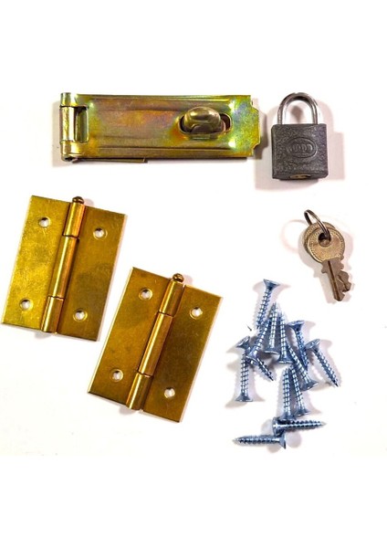 2AD.MENTEŞE+1AD.ASMAKILIT+1AD.SANDIK ASKISI+13AD.VIDA (Takım) Tekli Kapı Menteşesi