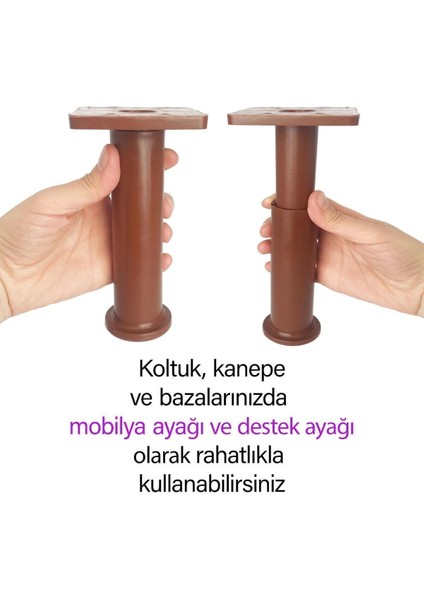 2 Adet Modül Ayarlanabilir Destek Ayağı 15 x 23 cm Kahverengi Ayak Mobilya Kanepe Baza Koltuk Ünite fiyatları