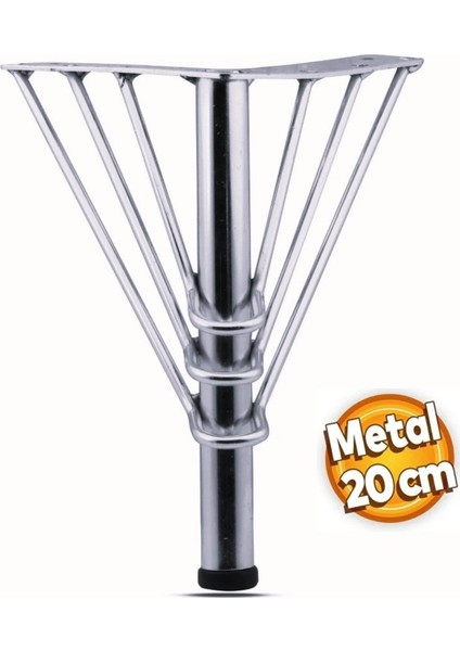 Telli Lüks Mobilya Kanepe Sehpa Tv Ünitesi Koltuk Ayağı 20 cm Krom Gümüş Metal Baza Ayak (4 Adet) Gü