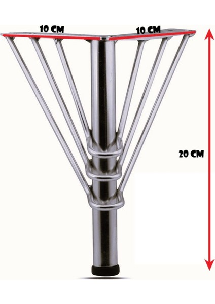 Telli Lüks Mobilya Kanepe Sehpa Tv Ünitesi Koltuk Ayağı 20 cm Krom Gümüş Metal Baza Ayak (4 Adet) Gü fiyatları