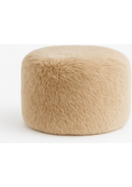Bej Kadın Kışlık Kalpak Şapka - Peluş Dış, Iç Astar, Sıcak ve Şık (2 Numara 58 Cm)