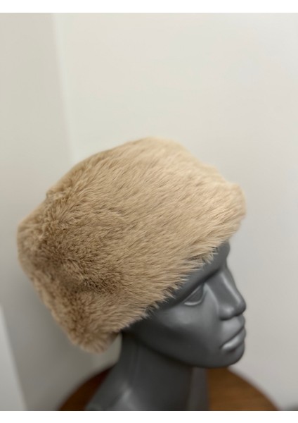 Bej Kadın Kışlık Kalpak Şapka - Peluş Dış, Iç Astar, Sıcak ve Şık (2 Numara 58 Cm) fırsatları