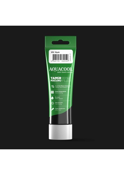Aquacool Su Bazlı Çatlak Giderici Hızlı Kuruyan Ahşap Tamir Dolgu Macunu 892 Siyah 200 gr