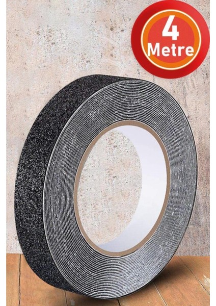 4 mt Bondit Siyah Yapışkanlı Kaygan Zemin Bandı Basamak Merdiven Kaydırmaz Bant 25MM Hızlı Yapıştırı