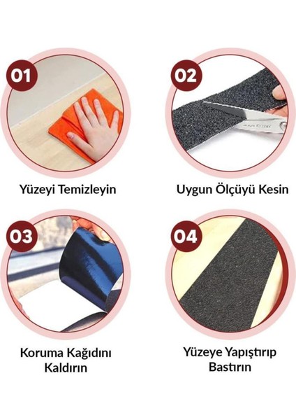 4 mt Bondit Siyah Yapışkanlı Kaygan Zemin Bandı Basamak Merdiven Kaydırmaz Bant 25MM Hızlı Yapıştırı