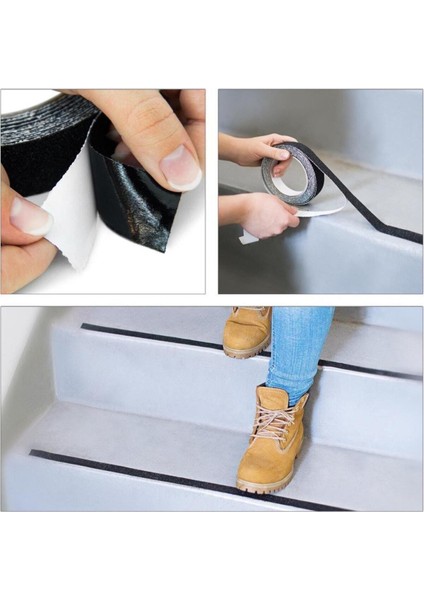 4 mt Bondit Siyah Yapışkanlı Kaygan Zemin Bandı Basamak Merdiven Kaydırmaz Bant 25MM Hızlı Yapıştırı