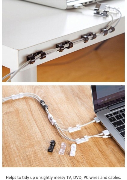 Kablo Sabitleyici Klipsler 20 Adet Kablo Düzenleyici Duvar Fayans Cam Kablo Tutucu Yapışkanlı Klips