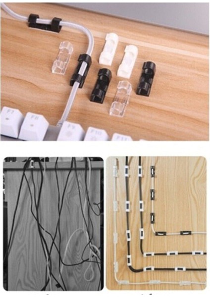 Kablo Sabitleyici Klipsler 20 Adet Kablo Düzenleyici Duvar Fayans Cam Kablo Tutucu Yapışkanlı Klips