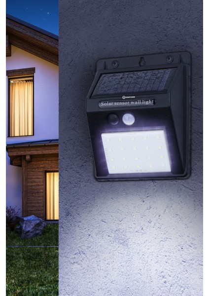 Hareket Sensörlü Güneş Enerjisiyle Çalışan Su Geçirmez Duvar Lambası