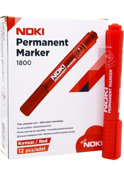 Kırmızı Yuvarlak Uç Permanent Koli Kalemi 12'li