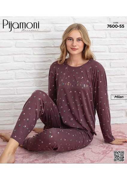 Milan Kumaş Çiçekli Pijama Takımı