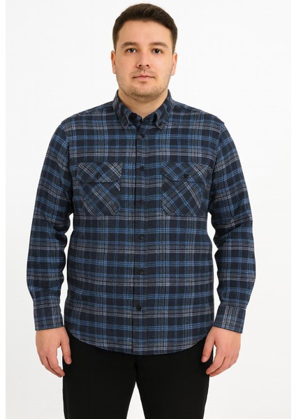 Kaşmir Büyük Beden Klasik Çift Cepli Erkek Gömlek - 7394