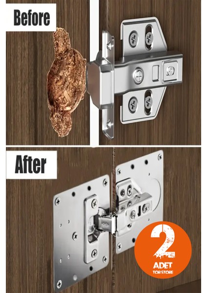 2'li Set Paslanmaz Çelik Menteşe Onarım Plakası Hasarlı Dolap Menteşe Onarım Plakası 2'li Menteşe Ta