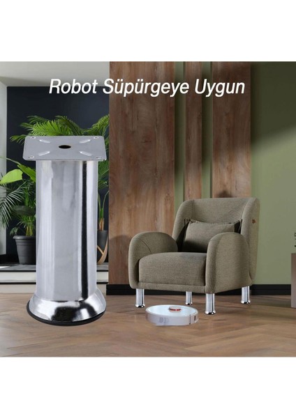 Mobilya Ayak Krom Baza Koltuk Kanepe Yatak Çekyat Destek Ayağı 15 cm Metal Yükseltici Ayakları Bej T