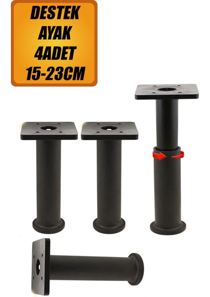 Golwo Ayarlanabilir Destek Ayağı 15 x 23 cm Siyah Ayak Mobilya Kanepe Baza Koltuk Ünite (4ADET) Ayk