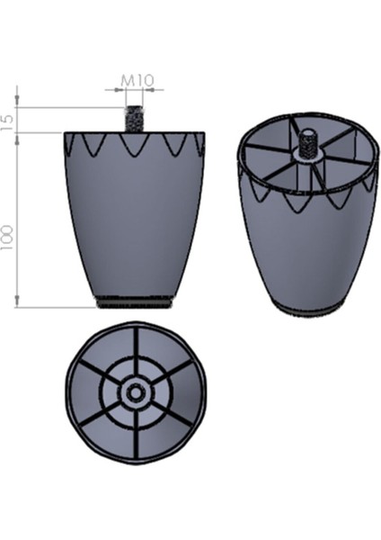 10 cm Siyah Renk Armut Plastik Baza Koltuk Kanepe Ayağı (Ince M8 Diş) (4 Adet) Siyah 4'lü Koltuk Aya fiyatları