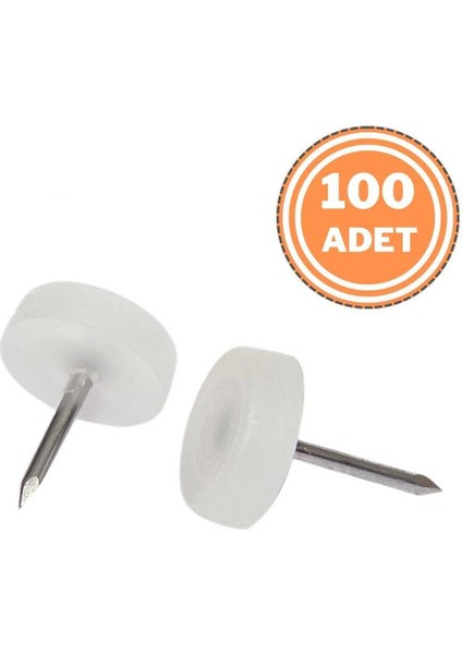100 Adet Çivili Pabuç Poligrit Beyaz Mobilya Zemin Koruyucu Mobilya Bağlantı Elemanları Beyaz