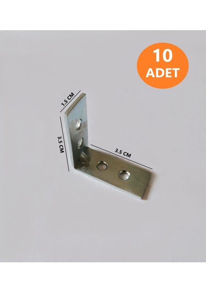10 Adet 1.5x3.5 Mobilya Dolap Köşe Bağlantı L Demir Gönye Sabitleme Mobilya Bağlantı Elemanları Gri
