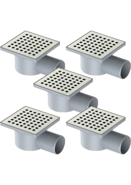 Line 10X10 Ø50 Yandan Çıkışlı Krom Izgaralı Yer Süzgeci 5 Adet Tesisat Malzemeleri