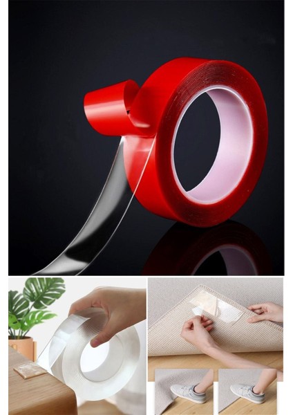 3 Metre Çift Taraflı Nano Teknoloji Kalın ve Süper Güçlü Bant Duvar Çerçeve Taşıyıcı Hızlı Yapıştırı