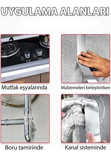 20 Metre Alüminyum Yanmaz Folyo Bant Tamir Soba Boru Bandı Folyo Bant Su Sızdırmaz (20 Metre 40MM) fiyatları