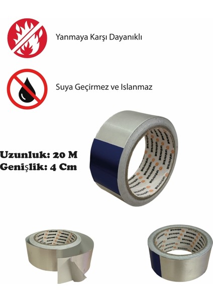 20 Metre Alüminyum Yanmaz Folyo Bant Tamir Soba Boru Bandı Folyo Bant Su Sızdırmaz (20 Metre 40MM) modelleri