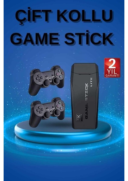 Resveq Retro Oyunlar 4K Game Stick 2.4g Kablosuz Çift Kol 3500 Oyun Atari fiyatları
