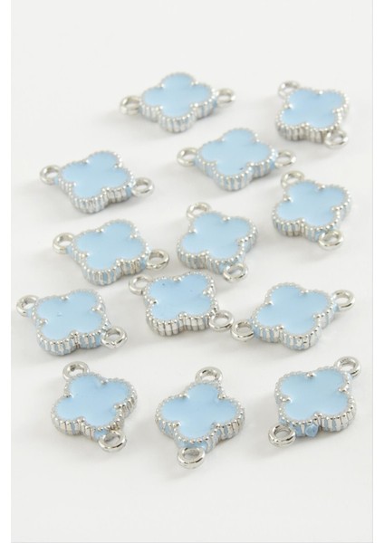 Resveq Çiçek Çift Kulplu Mineli Bileklik ve Kolye Ucu Aparatı 1 Adet-Açık Mavi