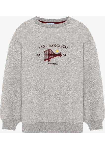 California Nakışlı Oversize Sweatshirt Grimelanj