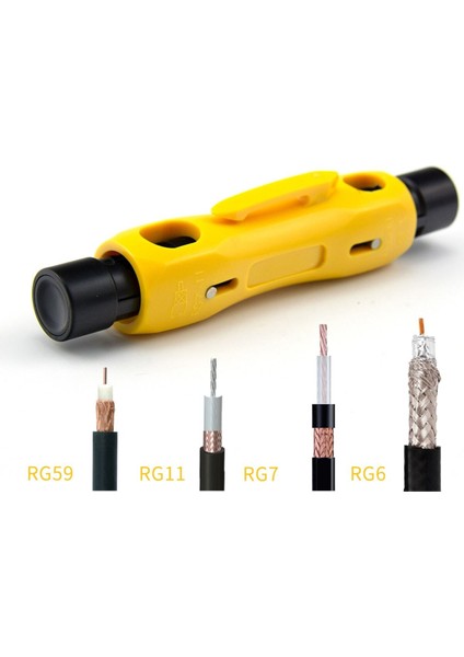 Koaksiyel Kablo Soyucu Rg-59 Rg-6 Rg-6q Rg-7 Rg-11 Için Çift Uçlu Koaks Kablo Sıyırma Tel Kesici