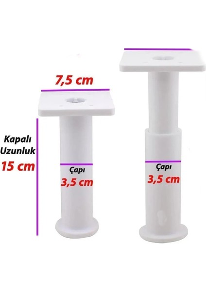 Golwo Ayarlanabilir Destek Ayağı 15 x 23 cm Beyaz Ayak Mobilya Kanepe Baza Koltuk Ünite (4ADET) Beya fiyatları