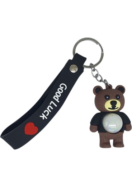 Figürlü ve Işıklı Silikon Anahtarlık - Yogi - Siyah (Lisinya)