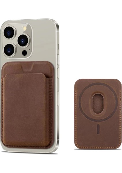 Iphone 17 ve Tüm Modelerine Uyumlu Magsafe Özellikli Cardsafe Kahve Renk Deri Cüzdan Kartlık modelleri