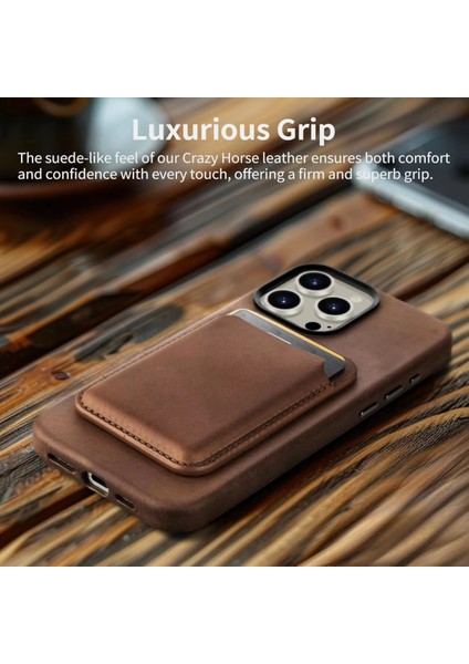 Iphone 17 ve Tüm Modelerine Uyumlu Magsafe Özellikli Cardsafe Kahve Renk Deri Cüzdan Kartlık fırsatları