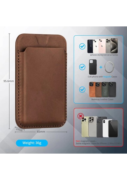 Iphone 17 ve Tüm Modelerine Uyumlu Magsafe Özellikli Cardsafe Kahve Renk Deri Cüzdan Kartlık indirimleri