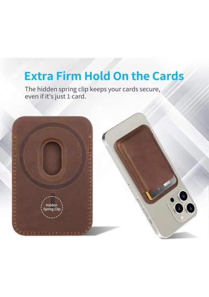 Iphone 17 ve Tüm Modelerine Uyumlu Magsafe Özellikli Cardsafe Kahve Renk Deri Cüzdan Kartlık