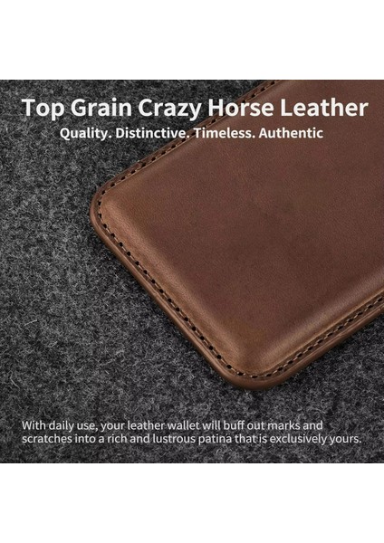 Iphone 17 ve Tüm Modelerine Uyumlu Magsafe Özellikli Cardsafe Kahve Renk Deri Cüzdan Kartlık