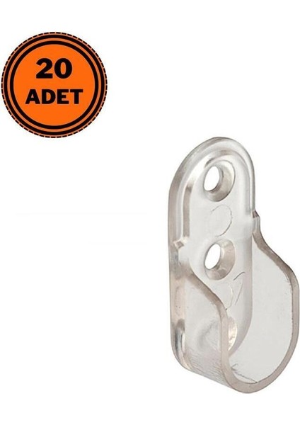 20 Adet Metali Oval Dolap Askı Borusu Flanşı Şeffaf Mobilya Bağlantı Elemanları Turuncu