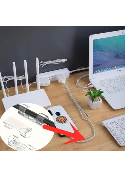 20ADET Kablo Düzenleyici Duvar Fayans Cam Kablo Tutucu Yapışkanlı Klips Kablo Sabitleyici Şeffaf fırsatları