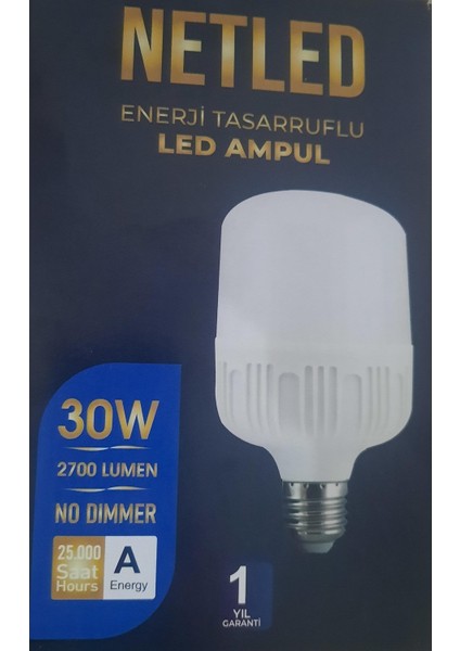 2ADET! 2700 Lümen(Yüksek Işık Gücü) 30 W Enerji Tasarruflu Torch LED Ampul 2'li Beyaz Işık E27 LED A indirimleri