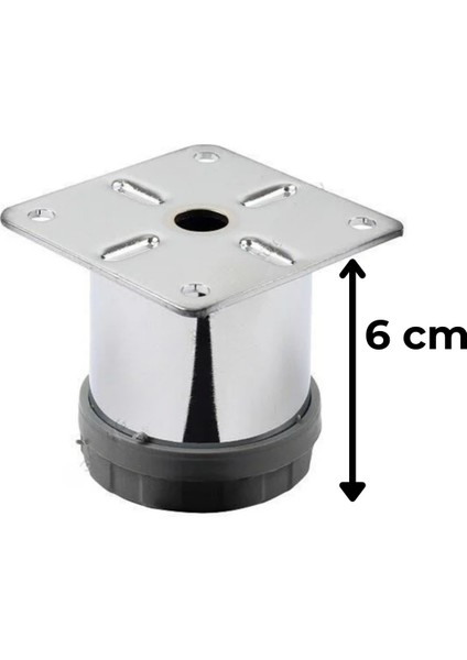 4 Adet 6 cm Mobilya Kanepe Baza Koltuk Metal Destek Yükseltici Ayağı Ayakları Krom Lüks 42 Çap Gri 4 fiyatları