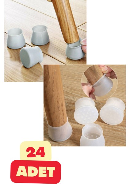 Kaydırmaz Zemin Koruyan Masa Sandalye Ayak Silikon Masa Sandalye Pabuçları Beyaz Tekli Masa Ayağı