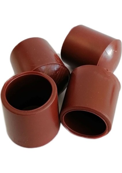 21 mm Pvc Sandalye Ahşap Ayak Pabucu Sessiz Yumuşak - Kahve(4 Adet) Keçeler Kahverengi