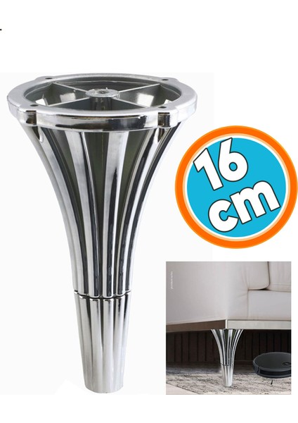 Mobilya Kanepe Koltuk Konsol Tv Ünitesi Baza Ayağı Orta Sehpası Ayak Ayakları 16 cm Krom Bej Tekli K