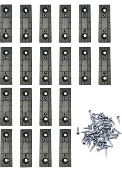 Plastik Takoz Ayak Pabuç Baza Papucu Siyah ve Montaj Vidaları (20 Adet) Mobilya Bağlantı Elemanları